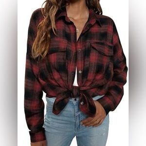 Women’s Blooming Jelly Red Black Flannel M Medium NWT NEW